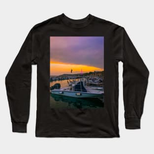 Summer Sunset Boats Seaport Italy Long Sleeve T-Shirt